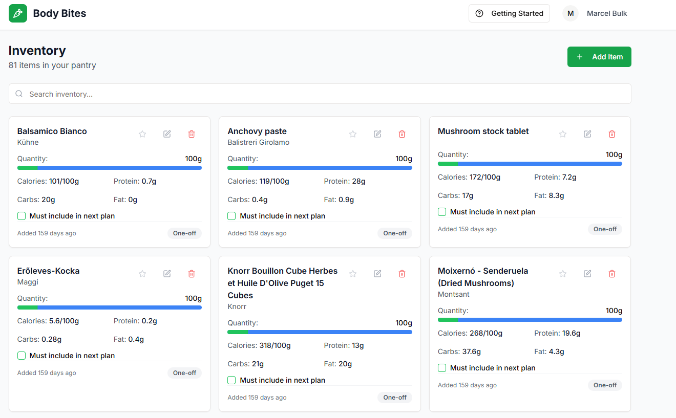 Pantry Inventory with Barcode Scan